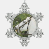 WEISSE HORSE SCHNEEFLOCKEN Zinn-Ornament (Vorderseite)