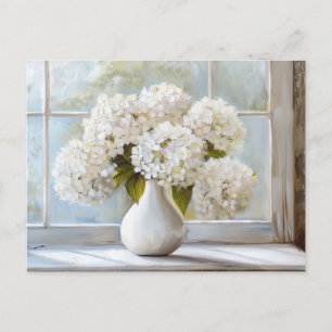 Weiße Hortensie, Cottage Core, Vintage-Stil Postkarte
