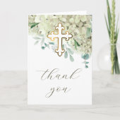 Weiße Hortensie Heiliges Kreuz Religiöse Dankeschö Karte (Vorderseite)