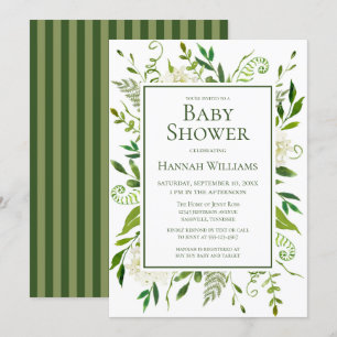 Weiße Hortensien Aquarell-Baby-Shower Einladung