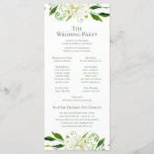 Weiße Hortensien Aquarell-Hochzeitsprogramm mit Bl Programm (Rückseite)