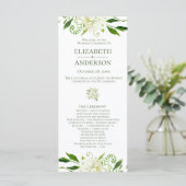 Weiße Hortensien Aquarell-Hochzeitsprogramm mit Bl Programm (Stehend Vorderseite)