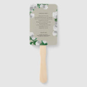 Weiße Hortensien-Blumen-Hochzeitsprogramm Fächer (Rückseite)