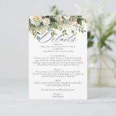 Weiße Hortensien-Rosen-Blumen-Grün-Hochzeit Begleitkarte (Stehend Vorderseite)