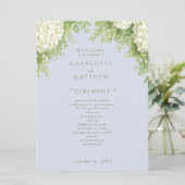 Weiße Hortensien Staubblaue Hochzeitsprogramm II Programm (Stehend Vorderseite)