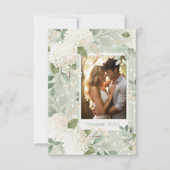 Weiße Hortensien Vintage-Hochzeit Danke (Vorderseite)