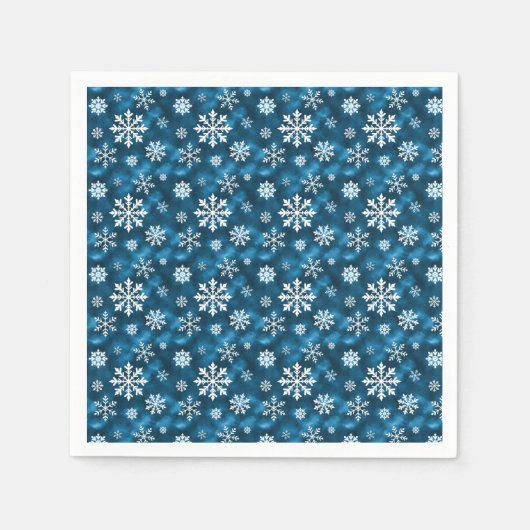 Weiße hübsche Schneeflocken auf winterlichem blaue Serviette (Vorderseite)