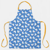 Weiße Hühner auf blau Schürze (Vorderseite)