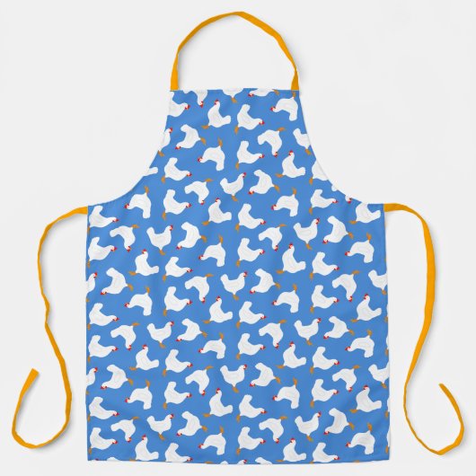 Weiße Hühner auf blau Schürze (Vorderseite)