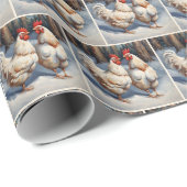 Weiße Hühner im Schnee Geschenkpapier (Rolleneckpunkt)