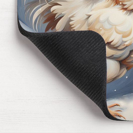 Weiße Hühner im Schnee Mousepad (Ecke)