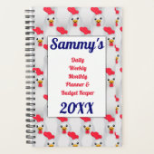 Weiße Hühner / Rooster Haushalt Planer (Vorderseite)