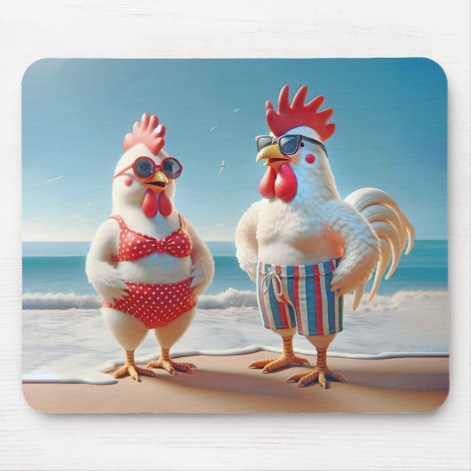 Weiße Hühner tragen Swimsumpfe Mousepad (Vorne)