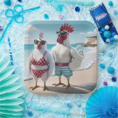 Weiße Hühner tragen Swimsumpfe Pappteller (Party)