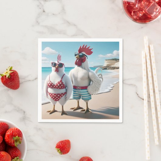 Weiße Hühner tragen Swimsumpfe Serviette (Beispiel)