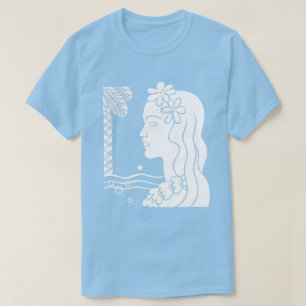 Weiße Hula-Mädchen-Kopf-T-Shirt T-Shirt