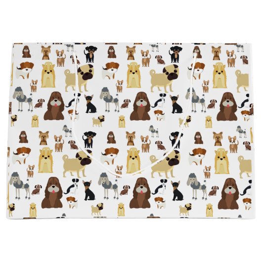 Weiße Hunde Große Geschenktüte (Vorderseite)
