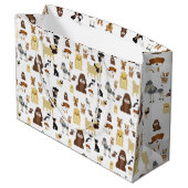 Weiße Hunde Große Geschenktüte (Rückseite Schrägansicht)