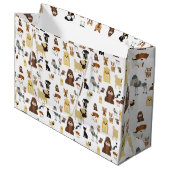 Weiße Hunde Große Geschenktüte (Vorderseite Schrägansicht)