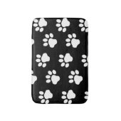 Weiße Hunde-Katzenpaw-Drucke auf Schwarz Badematte (Vorderseite Vertikal)