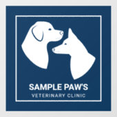 Weiße Hunde - Silhouetten in der Blue - Veterinary Fensteraufkleber (Blatt)
