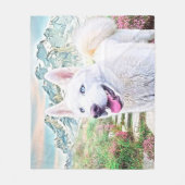 Weiße Hundedecke Fleecedecke (Vorderseite)