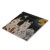 Weiße Hundefamilie Halloweens Fliese (Seite)