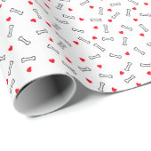Weiße Hundeknochen mit roten Herzen Geschenkpapier (Rolleneckpunkt)
