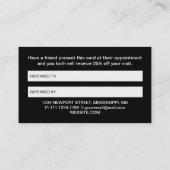 Weiße Hundekuh auf schwarzem Pet Grooming Service Empfehlungskarte (Rückseite)