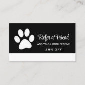 Weiße Hundekuh auf schwarzem Pet Grooming Service Empfehlungskarte (Vorderseite)