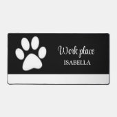 Weiße Hundekuh auf schwarzem Pet Grooming Service Schreibtischunterlage (Vorderseite)