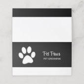 Weiße Hundekuh auf schwarzem Pet Grooming Service Terminkarte (Außenseite Aufgefaltet)