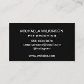 Weiße Hundekuh auf schwarzem Pet Grooming Service Treuekarte (Rückseite)