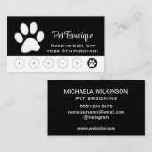 Weiße Hundekuh auf schwarzem Pet Grooming Service Treuekarte (Vorne/Hinten)