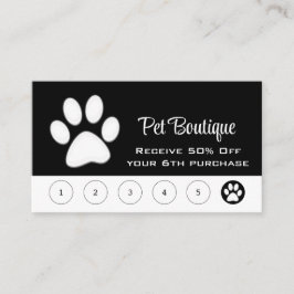Weiße Hundekuh auf schwarzem Pet Grooming Service Treuekarte