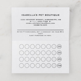 Weiße Hundekuh auf schwarzem Pet Grooming Service Treuekarte