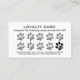 Weiße Hundekuh auf schwarzem Pet Grooming Service Treuekarte