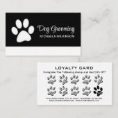 Weiße Hundekuh auf schwarzem Pet Grooming Service Treuekarte (Vorne/Hinten)