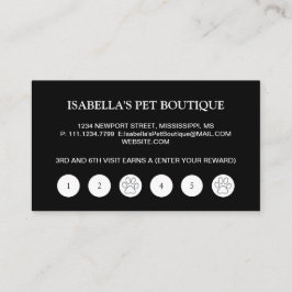 Weiße Hundekuh auf schwarzem Pet Grooming Service Treuekarte