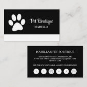 Weiße Hundekuh auf schwarzem Pet Grooming Service Treuekarte (Vorne/Hinten)