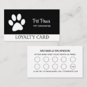 Weiße Hundekuh auf schwarzem Pet Grooming Service Treuekarte (Vorne/Hinten)