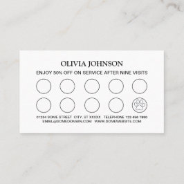 Weiße Hundekuh auf schwarzem Pet Grooming Service Treuekarte