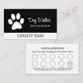Weiße Hundekuh auf schwarzem Pet Grooming Service Treuekarte (Vorne/Hinten)