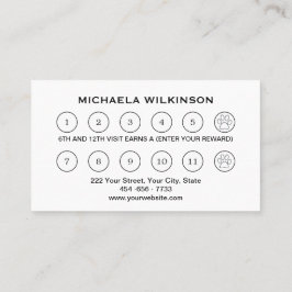 Weiße Hundekuh auf schwarzem Pet Grooming Service Treuekarte