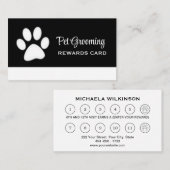 Weiße Hundekuh auf schwarzem Pet Grooming Service Treuekarte (Vorne/Hinten)