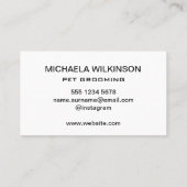Weiße Hundekuh auf schwarzem Pet Grooming Service Treuekarte (Rückseite)