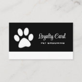 Weiße Hundekuh auf schwarzem Pet Grooming Service Treuekarte (Vorderseite)