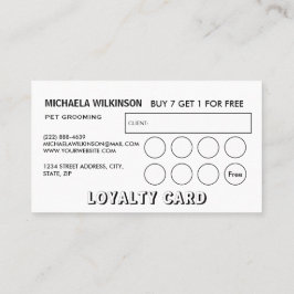 Weiße Hundekuh auf schwarzem Pet Grooming Service Treuekarte