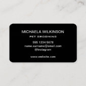 Weiße Hundekuh auf schwarzem Pet Grooming Service Visitenkarte (Rückseite)
