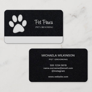 Weiße Hundekuh auf schwarzem Pet Grooming Service Visitenkarte
